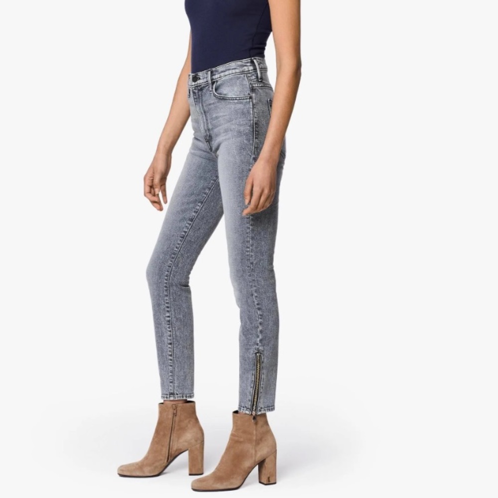MOTHER Light Gray High-Rise Skinny Jeans